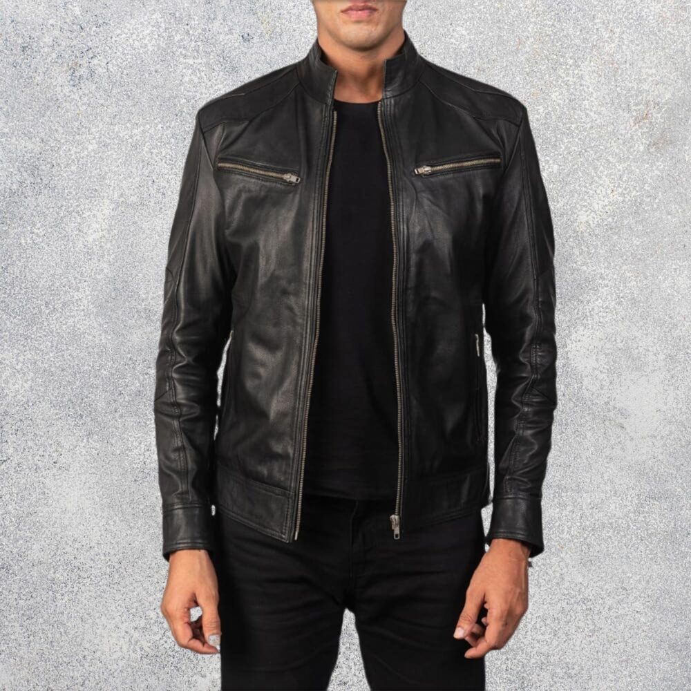 Malone Black Leather Biker Jacket