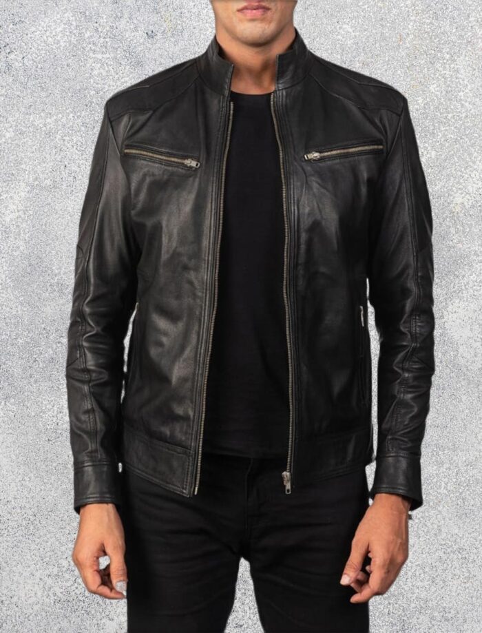 Malone Black Leather Biker Jacket