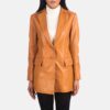 Evelyn Tan Brown Leather Blazer for Women