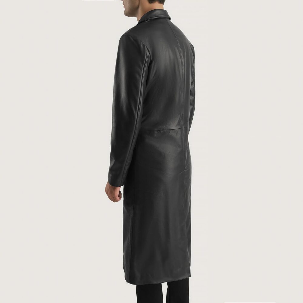 Mason Black Leather Single-Breasted Coat