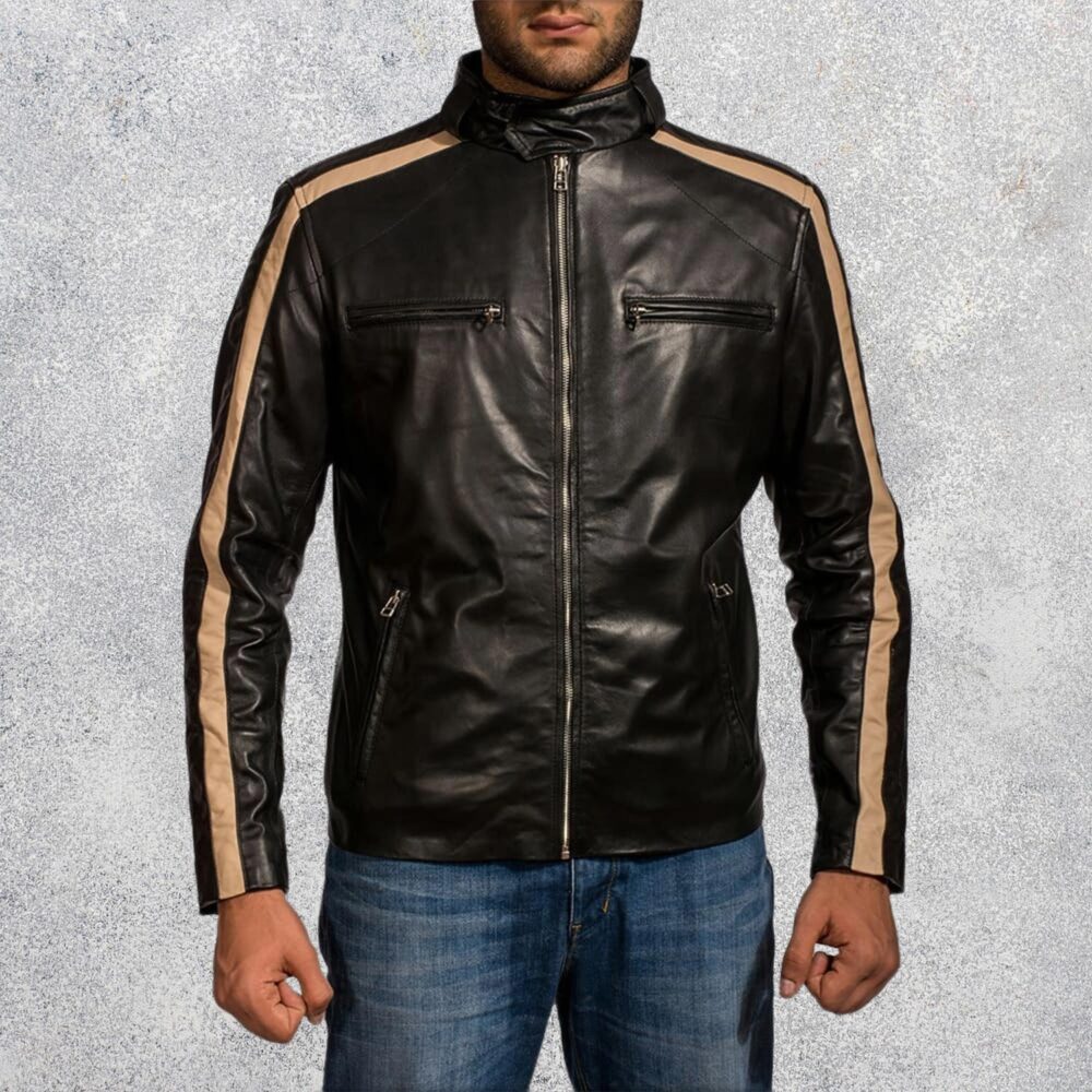 Maverick Black Men's Leather Biker Jacket