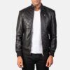 Morgan Black Leather Bomber Jacket