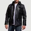 Vanguard Hooded Black Men's Leather Jacket