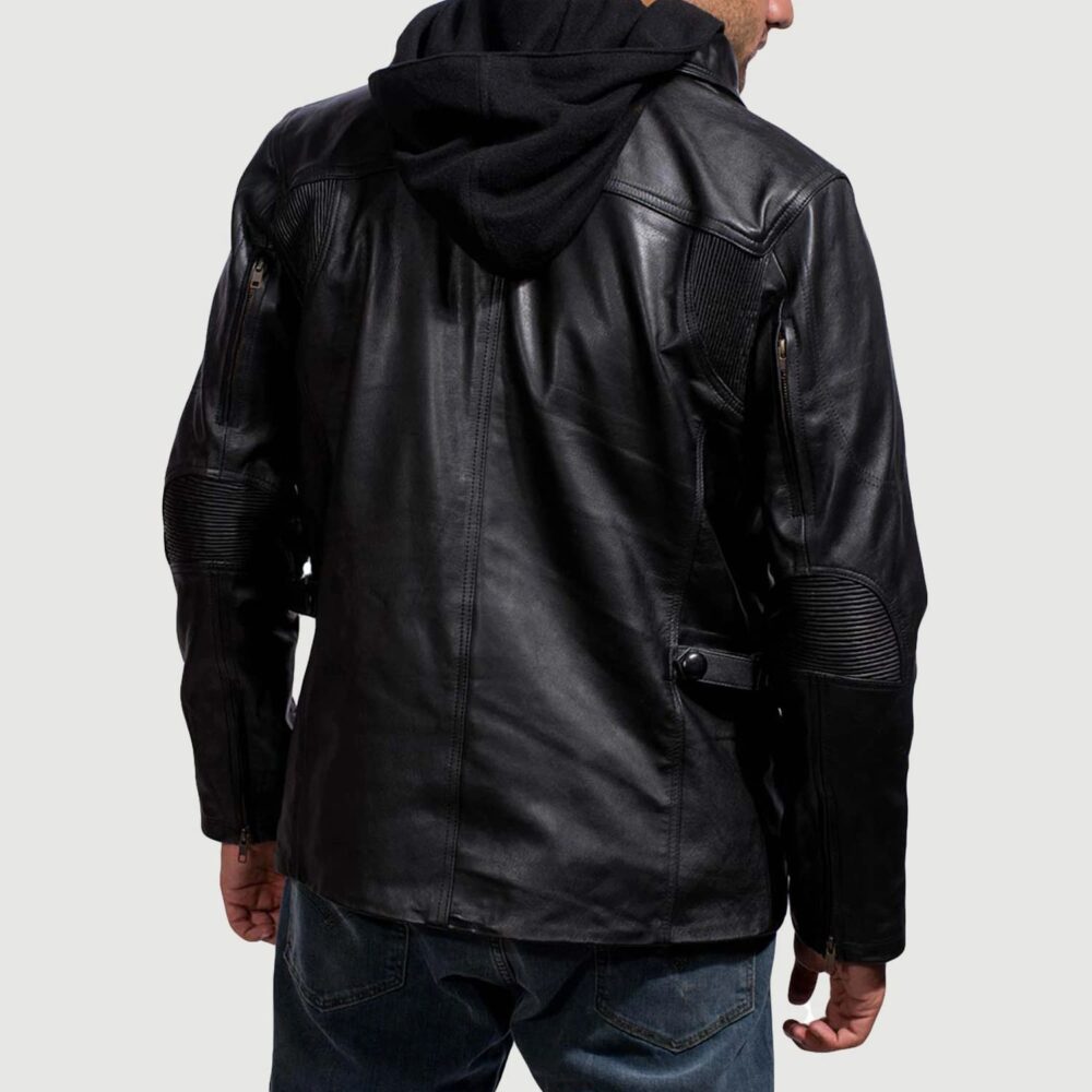 Vanguard Hooded Black Men's Leather Jacket