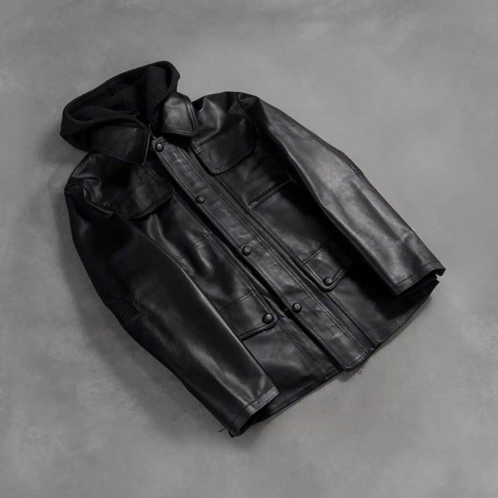 Vanguard Hooded Black Men's Leather Jacket