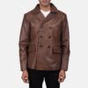 Bailey Brown Leather Naval Peacoat