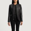 Aria Quilted Black Leather Jacket for Women