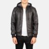 Nimbus Brown Hooded Leather Bomber Jacket