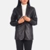 Elara Brown Leather Blazer for Women