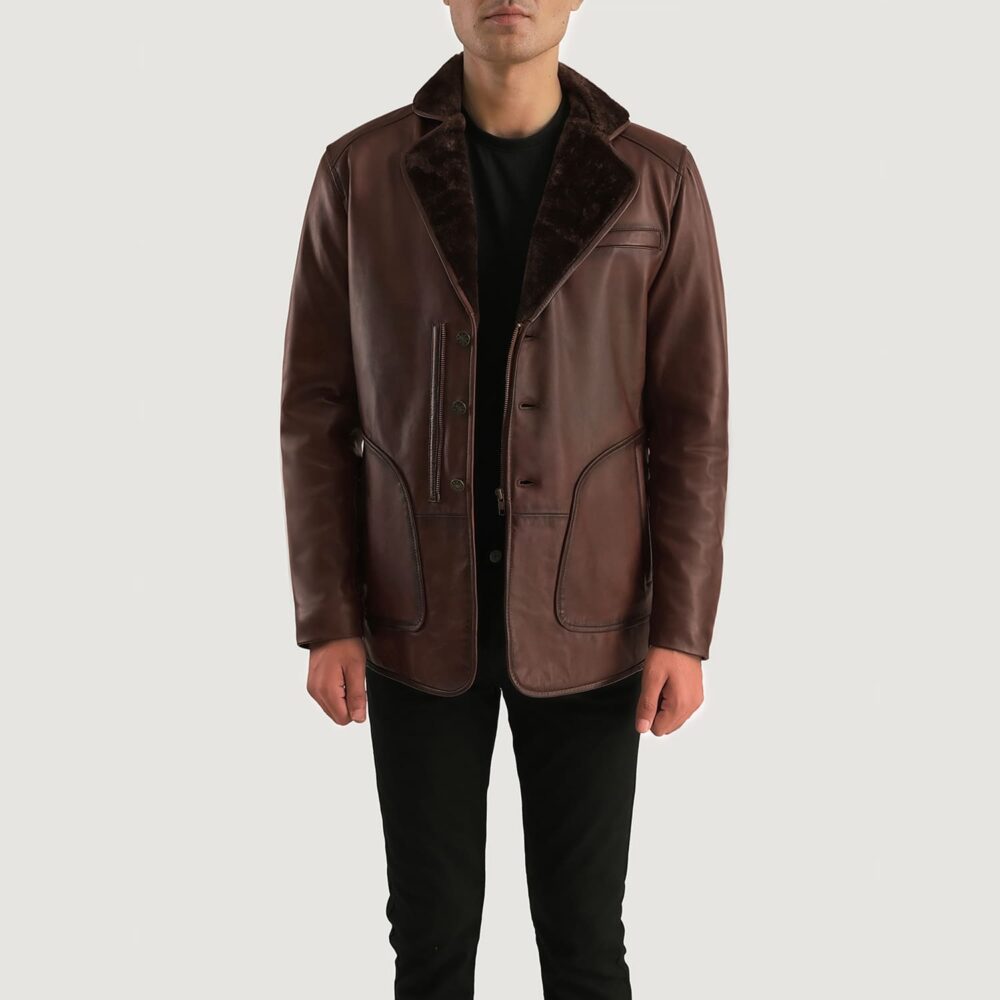 Montana Distressed Brown Men's Fur Leather Coat