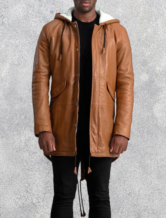 Ronan Tan Leather Parka for Men
