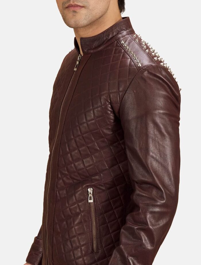 Ryder Maroon Leather Biker Jacket