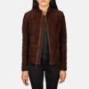 Azura Mocha Suede Biker Jacket for Women