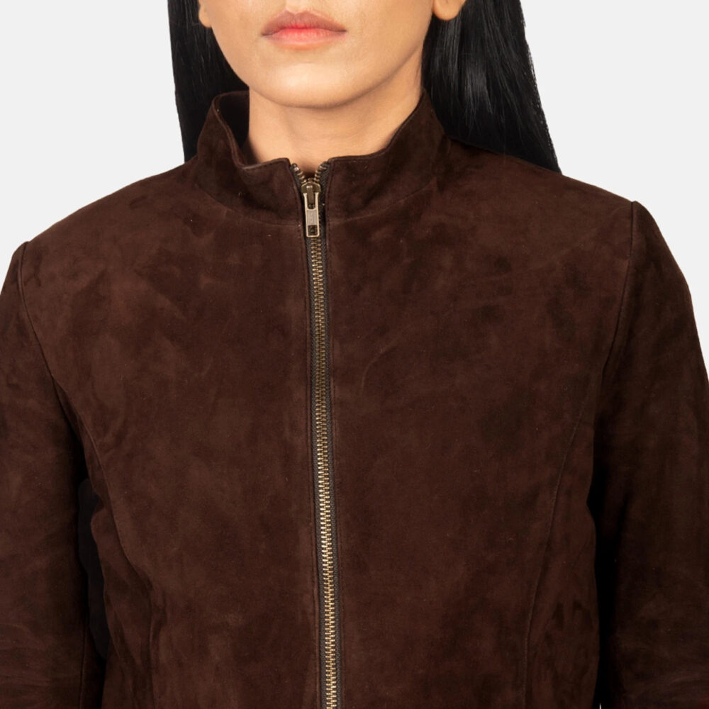 Azura Mocha Suede Biker Jacket for Women