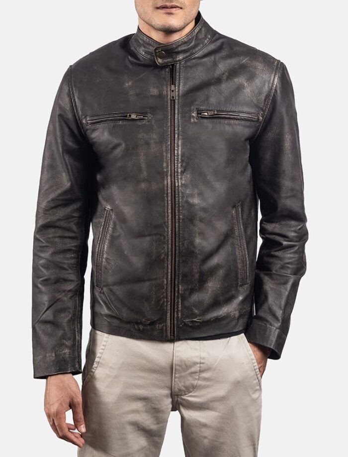 Trailblazer Rustic Brown Men's Leather Biker Jacket