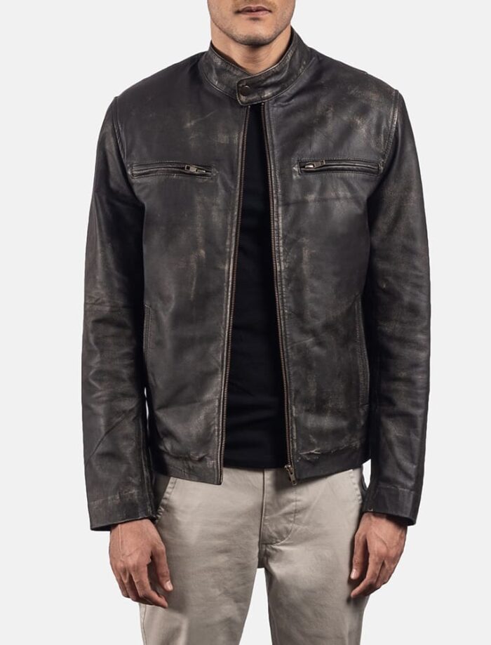 Trailblazer Rustic Brown Men's Leather Biker Jacket