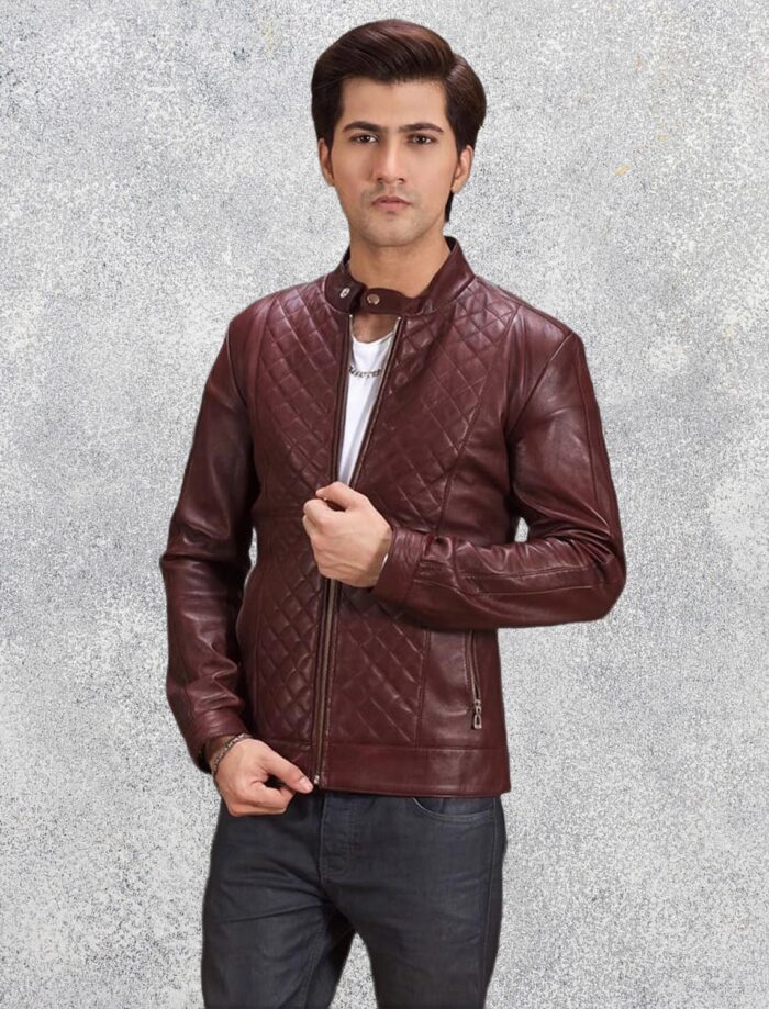 Ryder Maroon Leather Biker Jacket