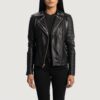 Nova Studded Black Leather Biker Jacket for Women