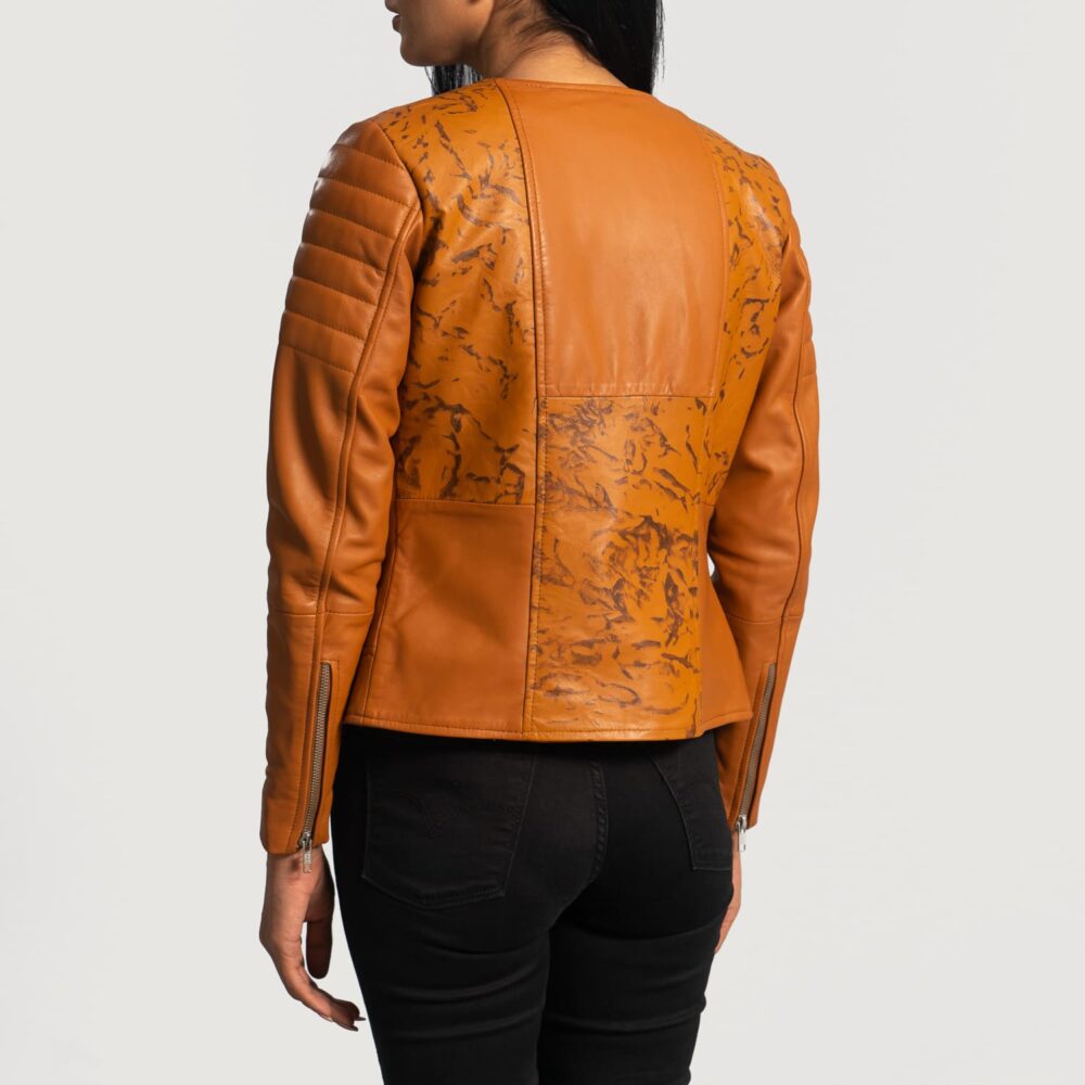 Avery Tan Dye Leather Biker Jacket for Women