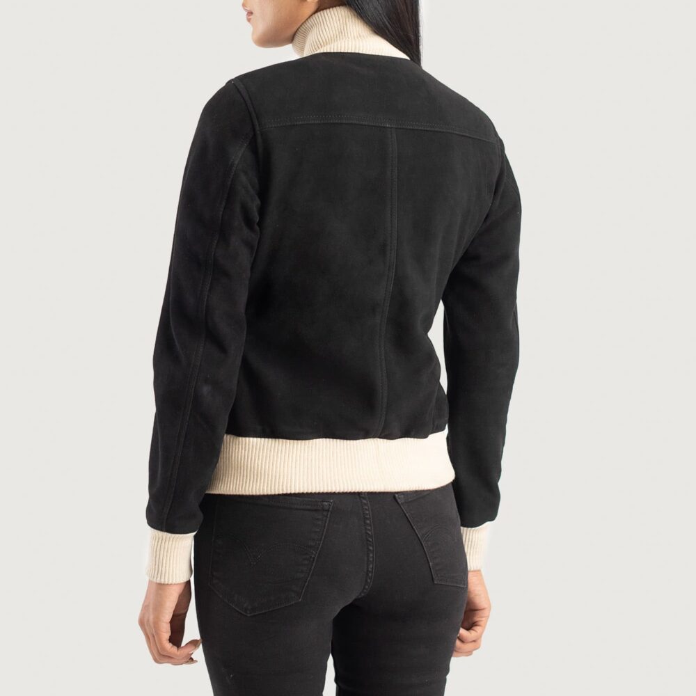 Sasha A1 Ebony Suede Bomber Jacket for Women