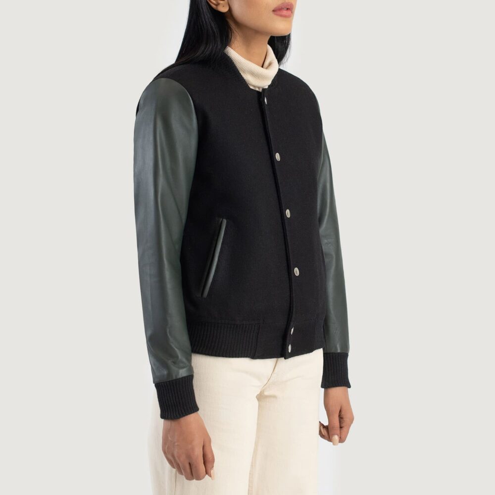 Vanguard Green & Black Hybrid Varsity Jacket for Women