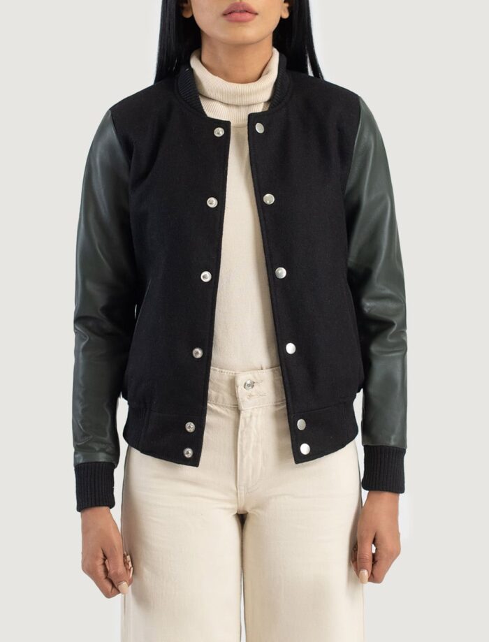 Vanguard Green & Black Hybrid Varsity Jacket for Women