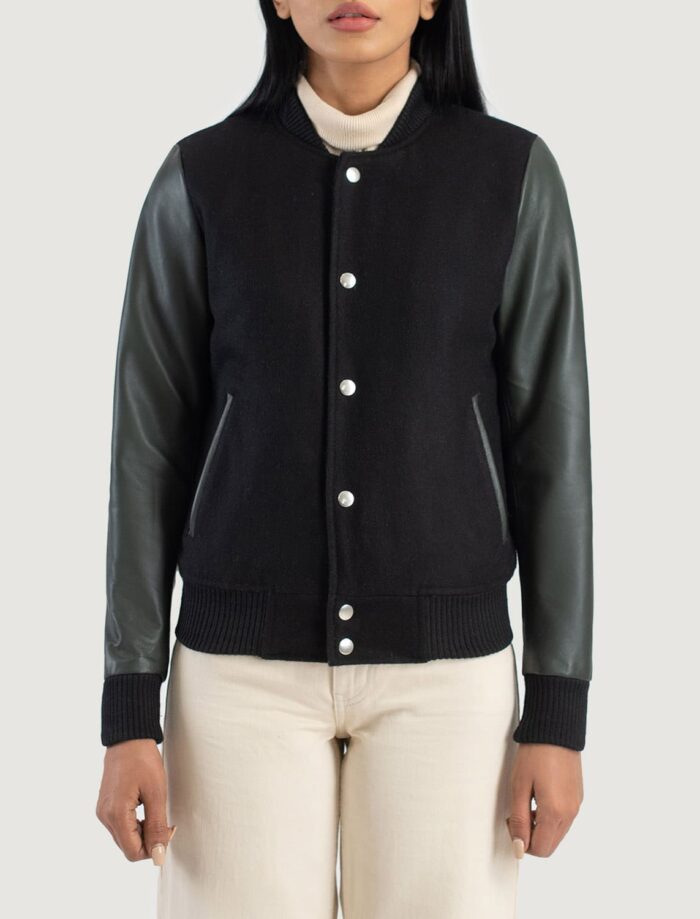 Vanguard Green & Black Hybrid Varsity Jacket for Women