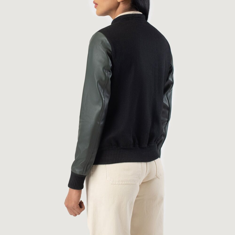 Vanguard Green & Black Hybrid Varsity Jacket for Women