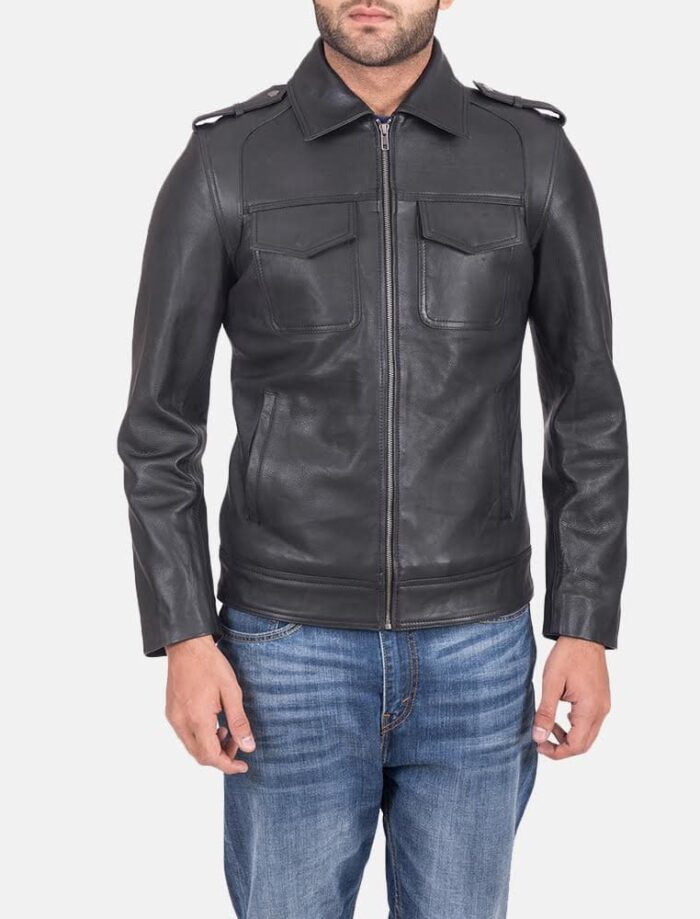 Steele Black Leather Jacket