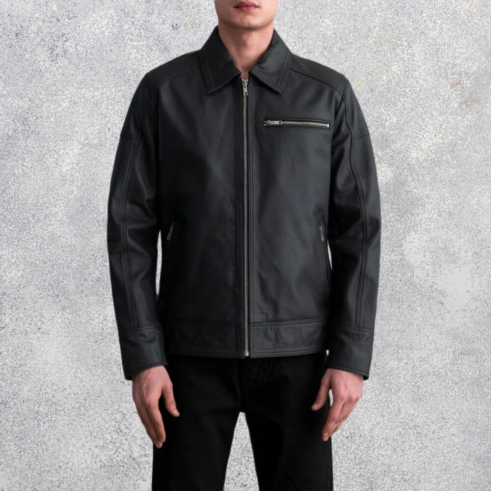 Shadow Noir Men's Matte Black Leather Biker Jacket