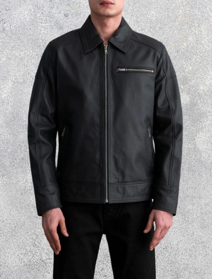 Shadow Noir Men's Matte Black Leather Biker Jacket