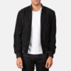 Shane Black Suede Bomber Jacket for Men