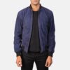 Shane Blue Suede Bomber Jacket for Men