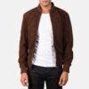 Shane Mocha Suede Bomber Jacket for Men