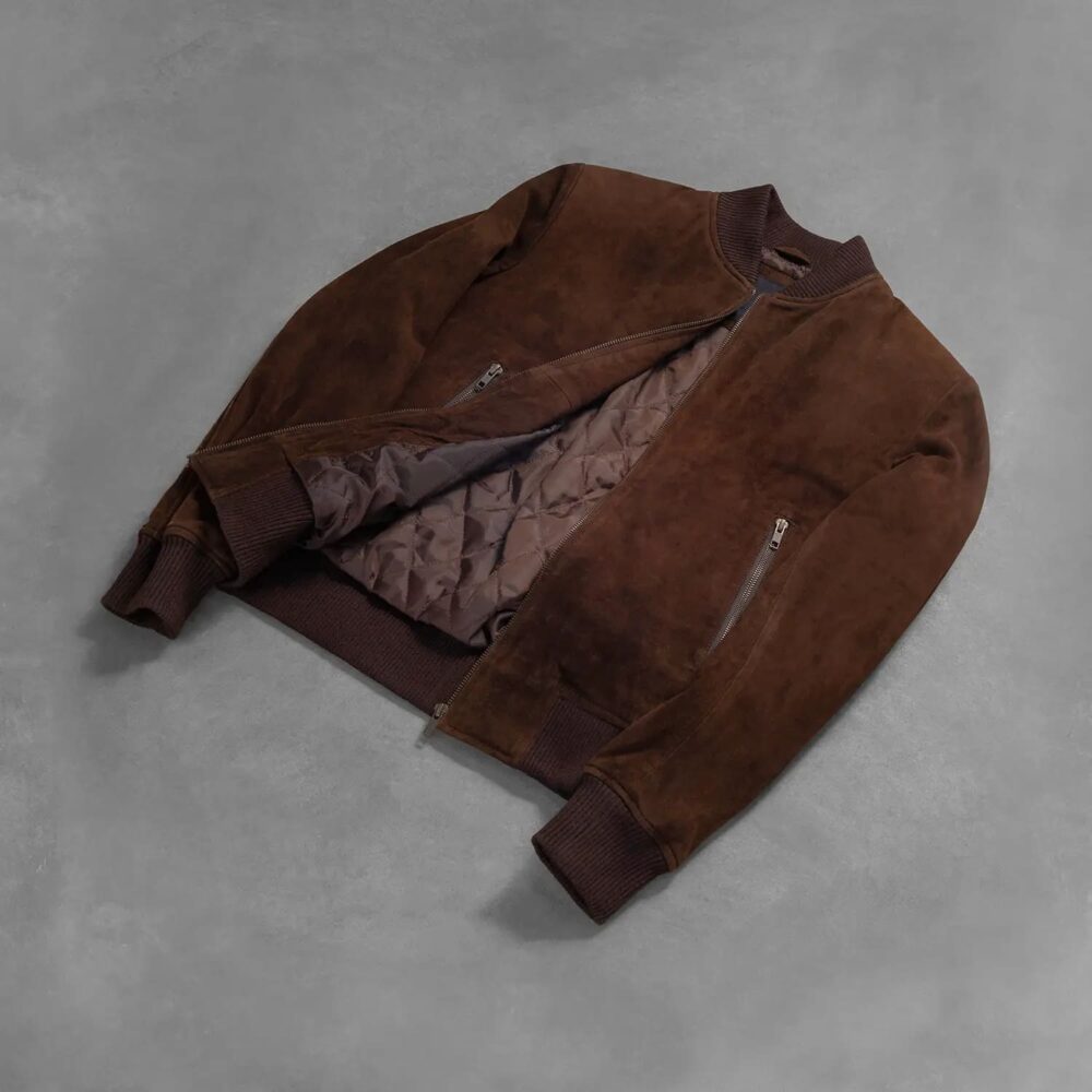 Shane Mocha Suede Bomber Jacket for Men