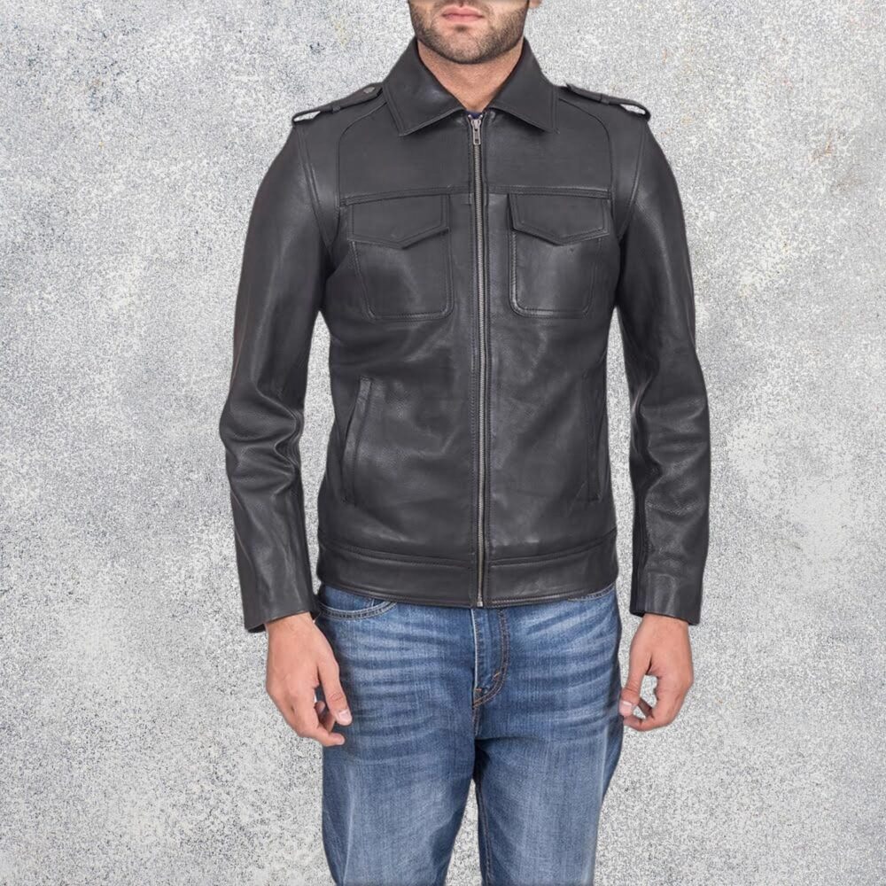 Steele Black Leather Jacket