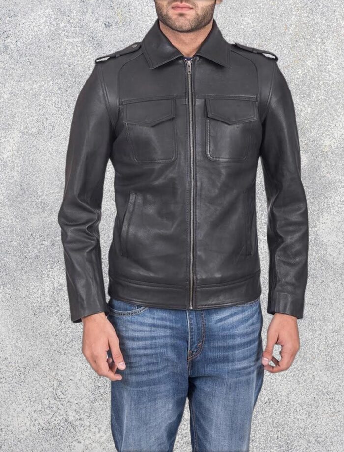 Steele Black Leather Jacket