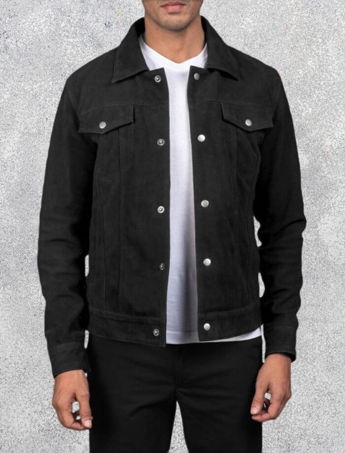 Sterling Black Suede Trucker Jacket