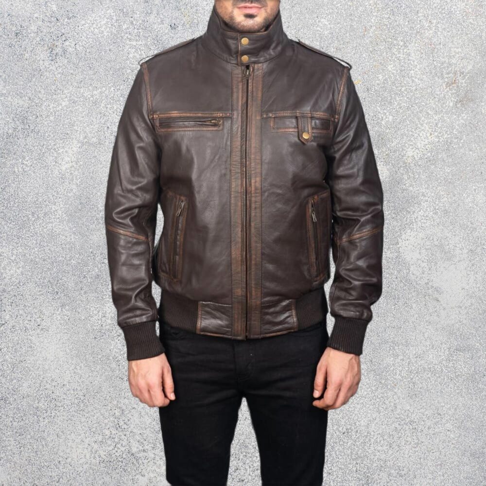 Strathmoor Brown Leather Bomber Jacket
