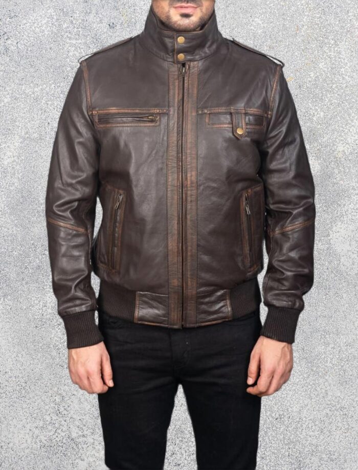 Strathmoor Brown Leather Bomber Jacket