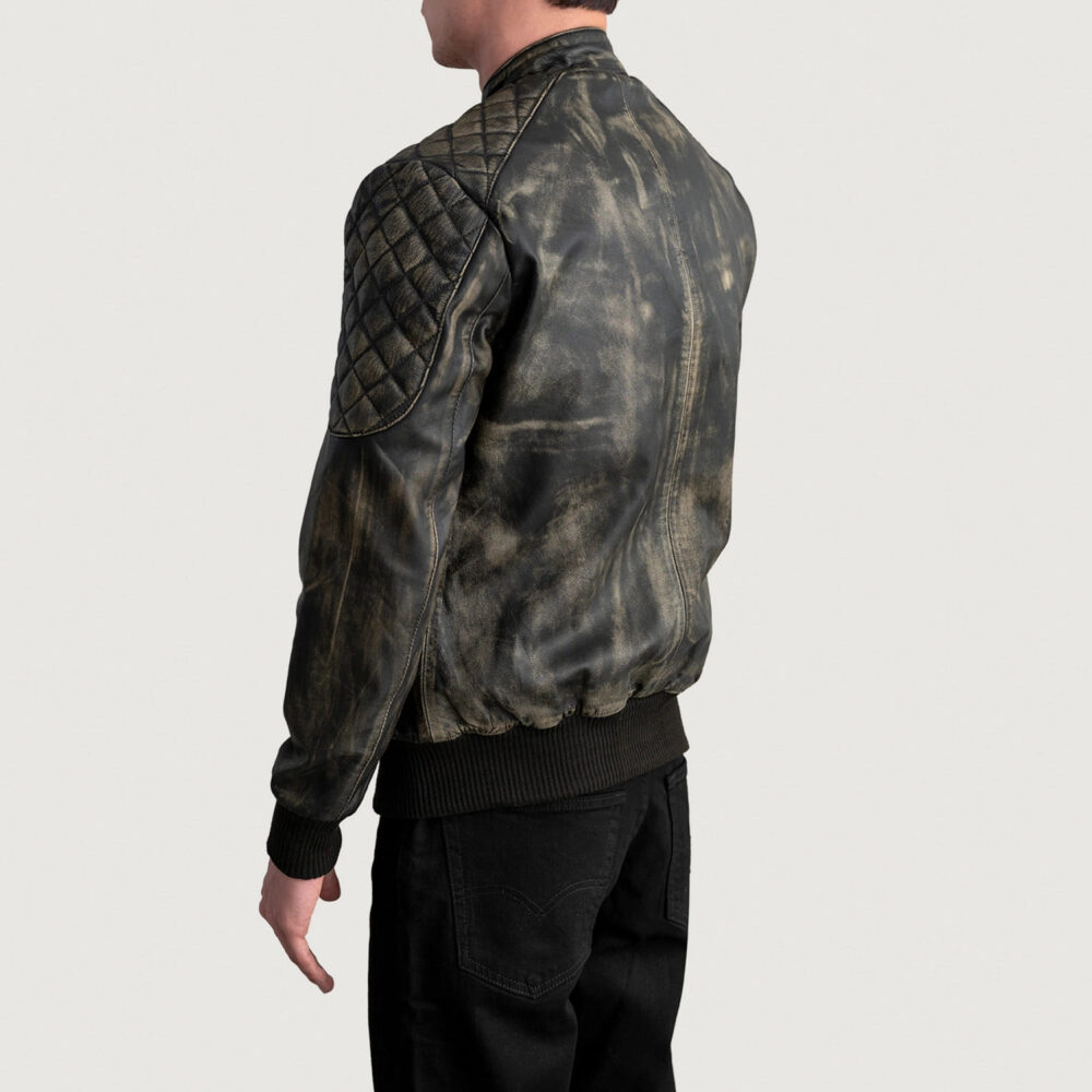 Sebastian Distressed Brown Leather Bomber Jacket