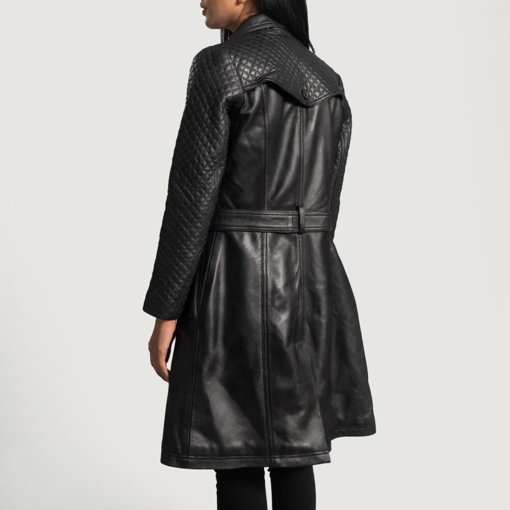 Siena Black Leather Trench Coat for Women