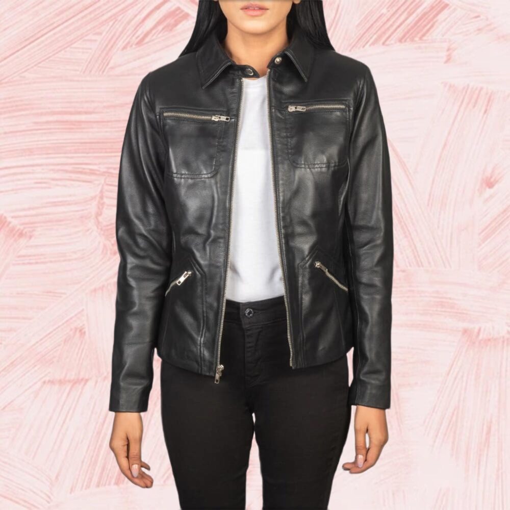 Talia Black Leather Jacket for Women