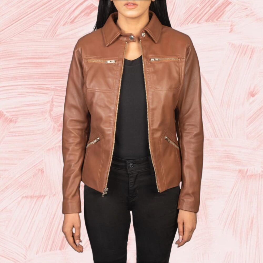 Talia Brown Leather Jacket for Women