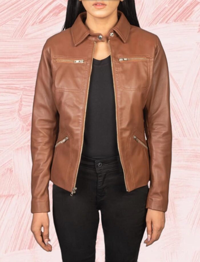 Talia Brown Leather Jacket for Women