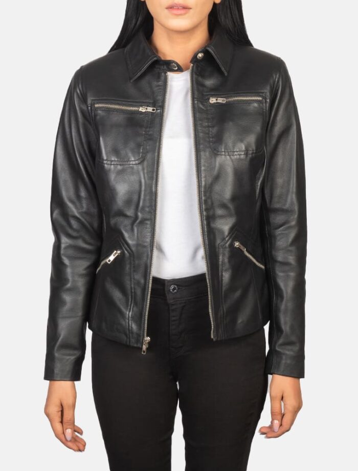 Talia Black Leather Jacket for Women