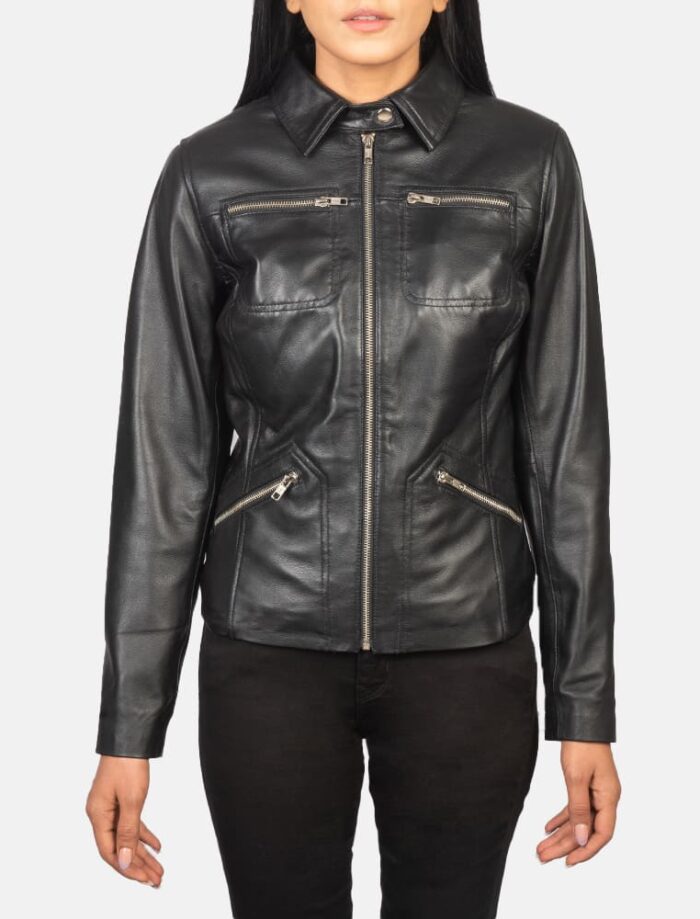 Talia Black Leather Jacket for Women