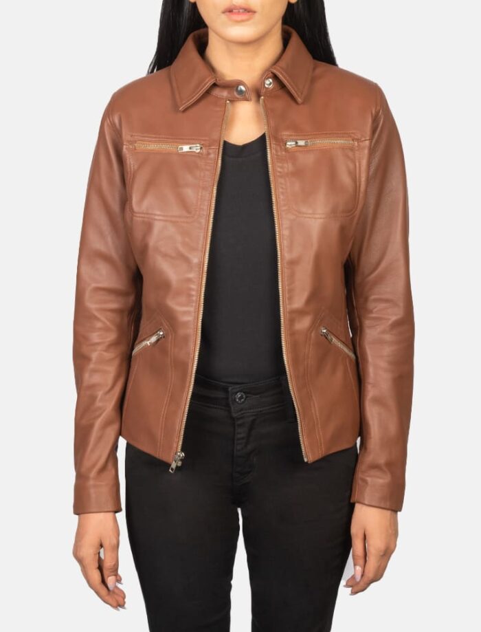 Talia Brown Leather Jacket for Women