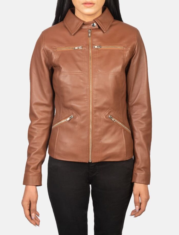 Talia Brown Leather Jacket for Women