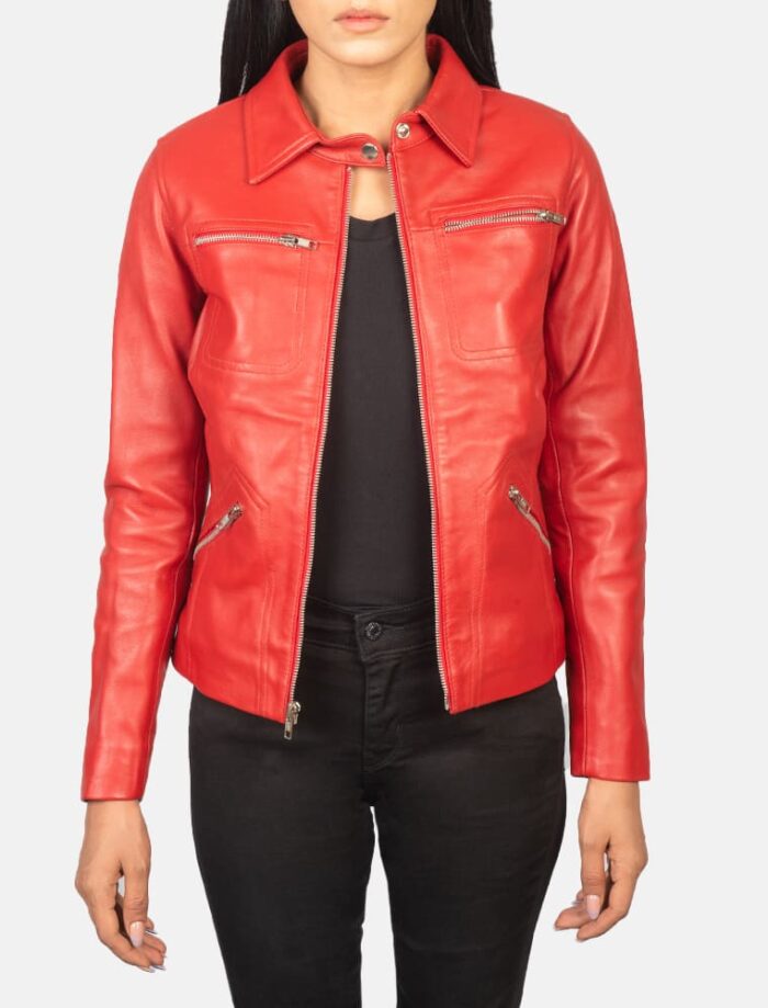 Talia Red Leather Jacket for Women